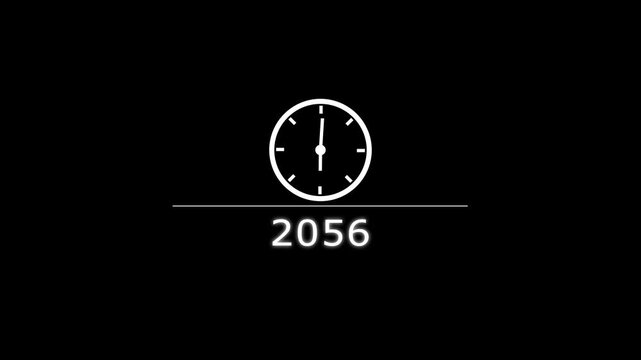 Counting clock icon animation. Counting years from 2026 to 2085 animation. Counting year's clock number. and creating a stunning animation 4k animation .