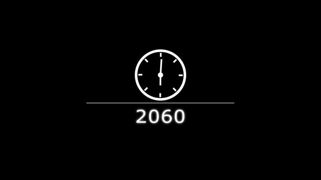 Counting clock icon animation. Counting years from 2026 to 2093 animation. Counting year's clock number. and creating a stunning animation 4k animation .