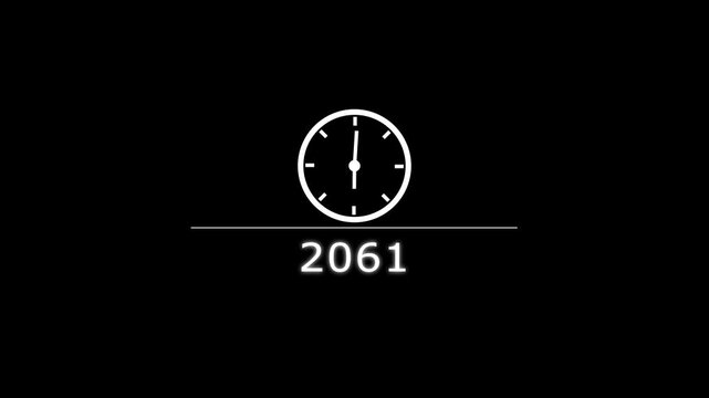 Counting clock icon animation. Counting years from 2026 to 2095 animation. Counting year's clock number. and creating a stunning animation 4k animation .