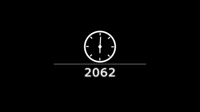 Counting clock icon animation. Counting years from 2026 to 2097 animation. Counting year's clock number. and creating a stunning animation 4k animation .