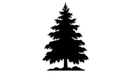 CAD tree lines,  pine tree, Pine tree silhouette vector, black evergreen spruce icon on white background, minimalist coniferous forest fir tree for logo and nature design Vector © MST