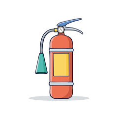 Obraz premium Illustration of a red fire extinguisher with a yellow label and a gray hose