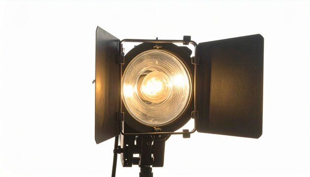 A single vintage studio light,isolated on pure white background, studio lighting ,