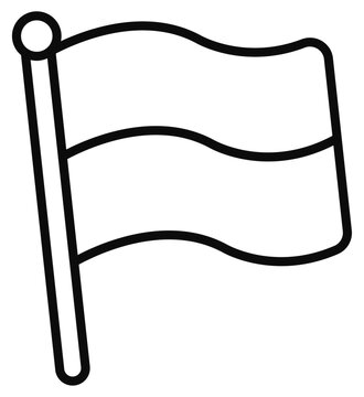 Black Outline Indonesian National Flag Icon