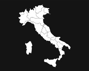 Fototapeta premium Outline map of Italy with regions simple vector illustration for geography an