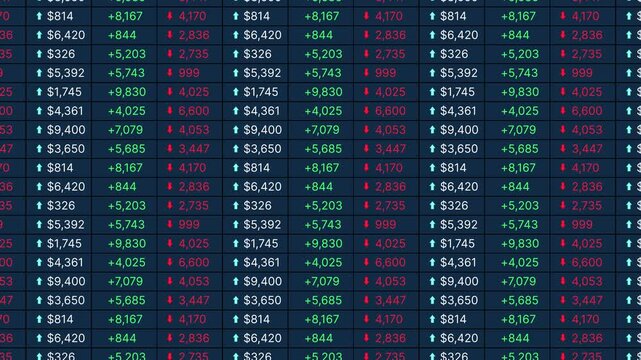 Stock price table market arrow chart number rise down low up financial loss profit trading trend index global monitor analysis invest exchange asset information