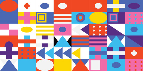 Obraz premium Colorful geometric shapes and patterns in vibrant design