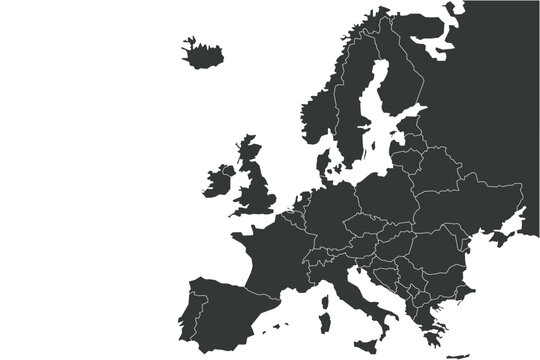 High quality map Europe with borders of the regions
