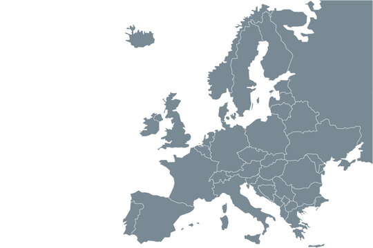 High quality map Europe with borders of the regions
