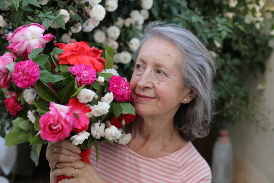 Pretty mature Caucasian lady during the springtime 