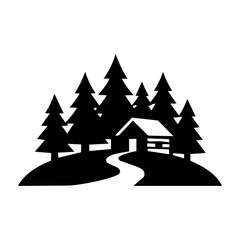 Obraz premium Fairy Meadows Black Silhouette Pakistan Vector Icon