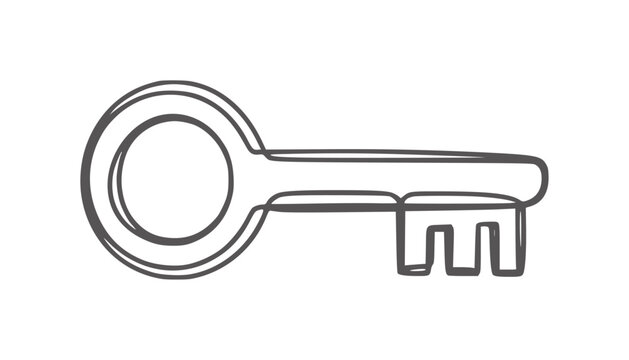 Single line of a skeleton key lock antique vintage