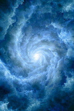 Abstract Blue Swirling Energy Background with Glowing Center