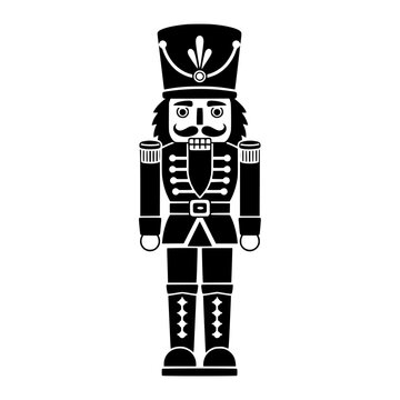 Nutcracker black silhouette vector illustration, simple flat clipart design isolated on white background