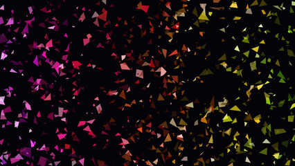 Confetti fragments drift across a dark void in a multicolored gradient sequence to represent a sense of excitement and celebration for various creative marketing materials and digital graphic. © creative mind