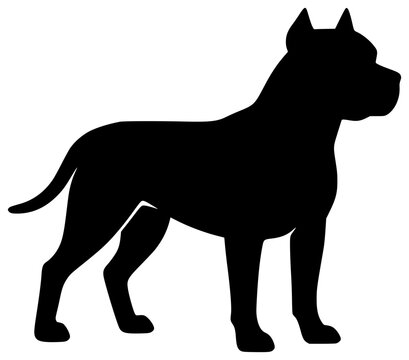 Pitbull black silhouette vector illustration, simple flat clipart design isolated on white background