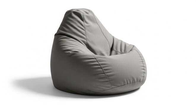 Modern Grey Bean Bag Chair Furniture Isolated on White Background