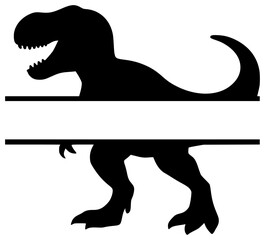 T-Rex Split Frame black silhouette vector illustration, simple flat clipart design isolated on white background © nancy