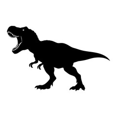 T Rex black silhouette vector illustration, simple flat clipart design isolated on white background © nancy