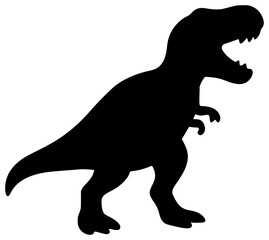 T Rex Dinosaur black silhouette vector illustration, simple flat clipart design isolated on white background © nancy