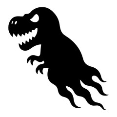 T-Rex Ghost black silhouette vector illustration, simple flat clipart design isolated on white background © nancy