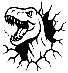 T-Rex Roar black line art vector illustration, minimal outline drawing isolated on white background © nancy