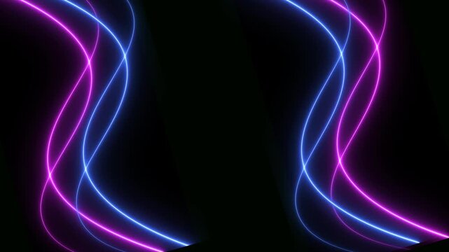 flowing neon light wave animation with glowing blue and purple energy lines seamless loop motion background.