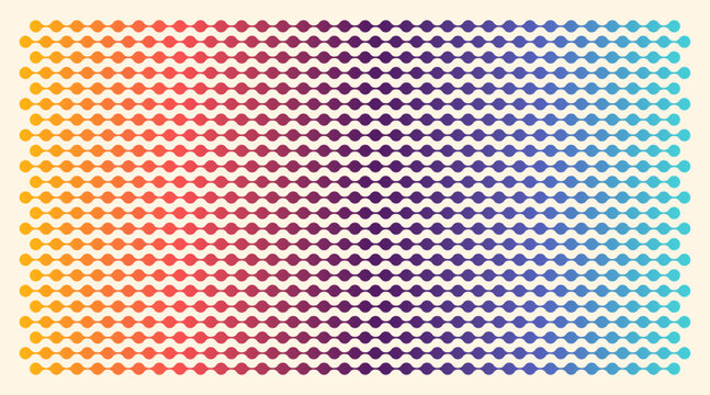 Colorful gradient wavy dot lines pattern on a light background. Vector illustration.