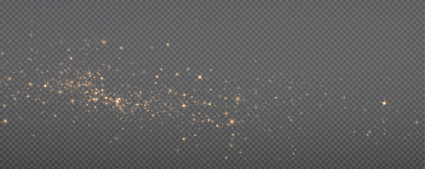 gold Transparent PNG golden glitter dust particles wave trail with sparkling stars overlay on background for magical glowing light bokeh effect design horizontal isolated sparkles magic stream © Sergey
