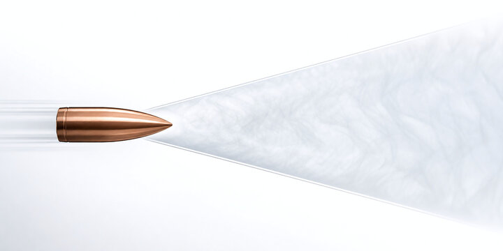 Supersonic bullet with mach cone scientific illustration