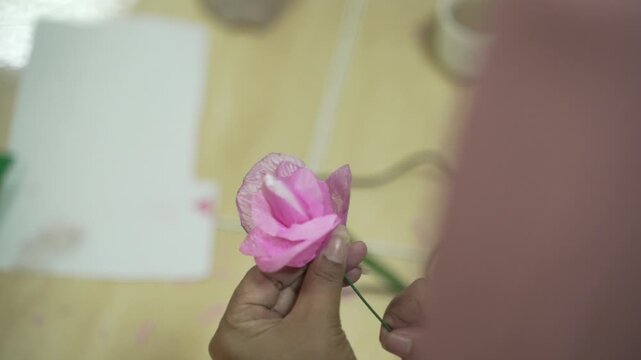 mothers make some handicraft on the handicraft class