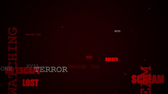 Cinematic Dark Horror Red Glitch Typography Seamless Loop Background