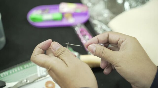 mothers make some handicraft on the handicraft class