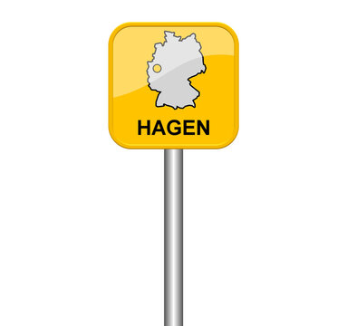 Hagen - Schild mit Lage auf Deutschlandkarte