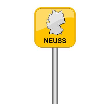 Neuss - Schild mit Lage auf Deutschlandkarte