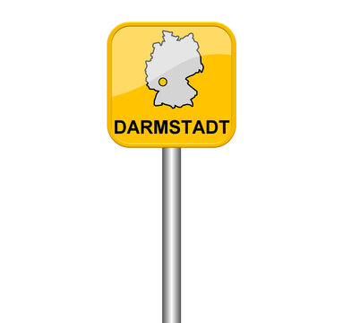 Darmstadt - Schild mit Lage auf Deutschlandkarte