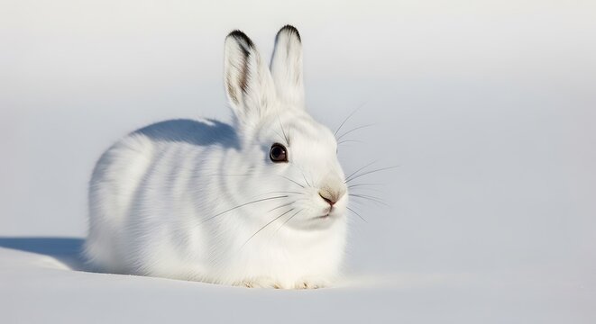 Snow rabbit on soft white background