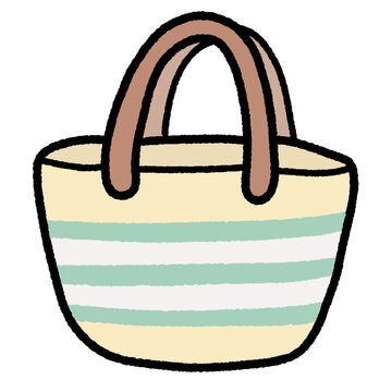 Cute Hand Drawn Striped Beach Tote Bag Summer Icon