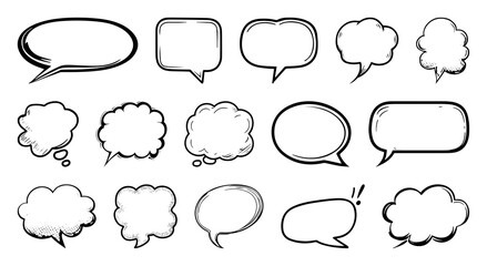 Fototapeta premium PNG Hand-drawn speech bubbles collection on transparent background