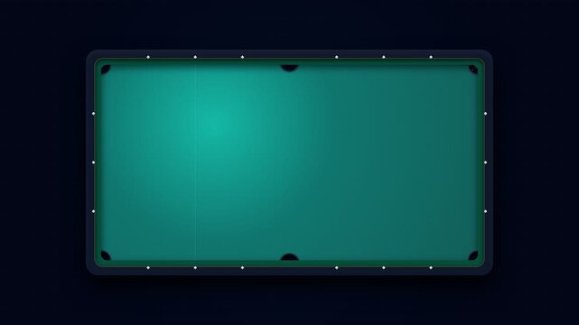 Top View Animation of Cue Stick Striking Ball Into Pool Table Corner Pocket