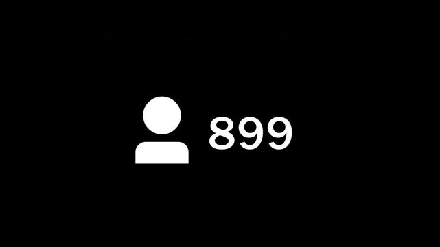 Social media follower count from 0 to 1000 comment with white icon sign follower for social media insight on transparent background, 4k video