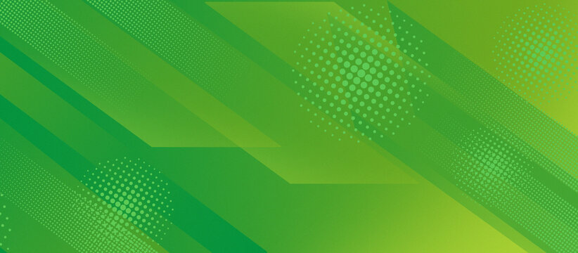 Abstract Green Diagonal Stripes Background with Halftone Pattern and Copy Space