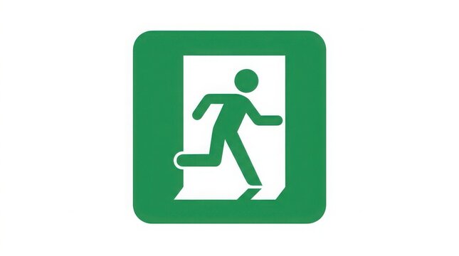 Green emergency exit icon with a running person symbol