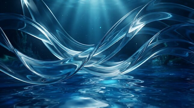 Abstract blue liquid waves and ripples