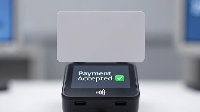 Contactless card payment process: tap, process, and approve animated sequence