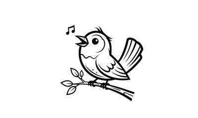 Fototapeta premium Singing bird halftone illustration on white background