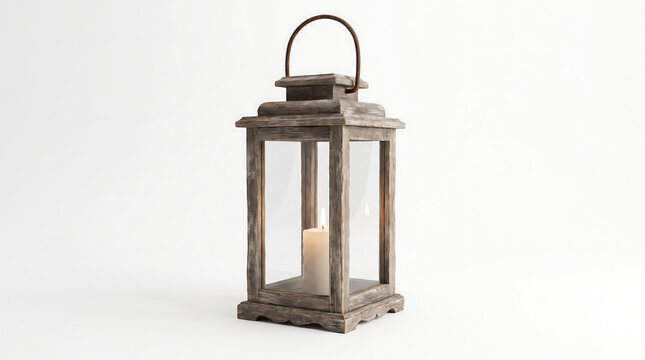 Antique Rusty Kerosene Oil Lantern Isolated on White Background Vintage Metal Lamp with Glass for Rustic Decoration and Traditional Lighting Concept