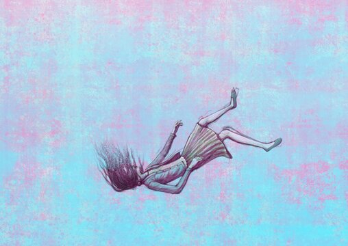 Depressed man in surreal room, lonely businessman, conceptual artwork, painting illustration, loneliness concept	