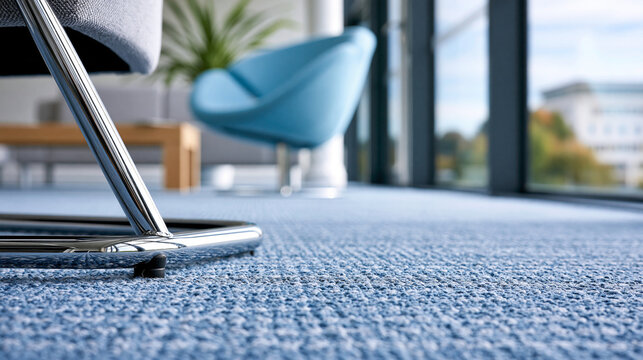 Professional dry cleaning service showcasing the carpet drying process in an office environment, commercial cleaning photography  , with copy space