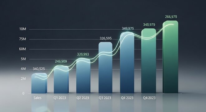 Rising business financial data chart